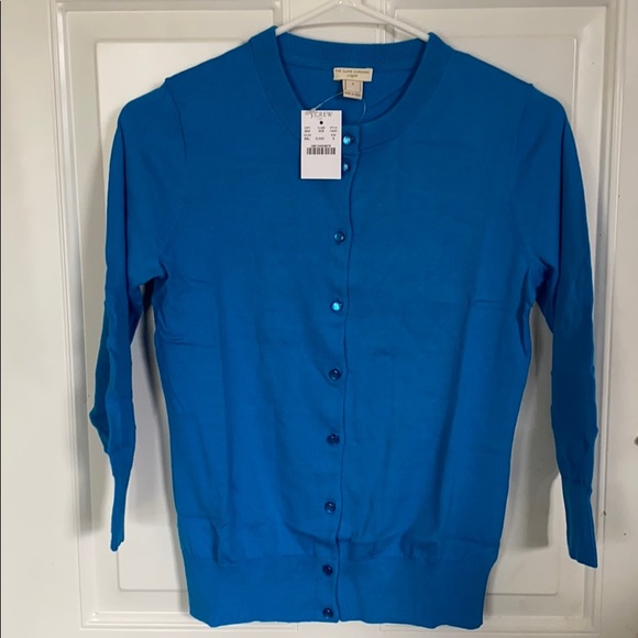 J.Crew The Clare Cardigan Sweater Barcelona Blue - Picture 3 of 4